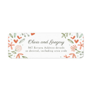 Floral Blush Pink Greenery Adresse de retour