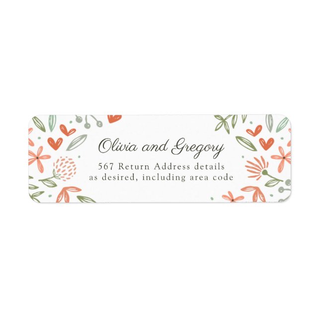 Floral Blush Pink Greenery Adresse de retour (Devant)