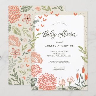 Floral Blush Pink Greenery Baby Shower Invitation