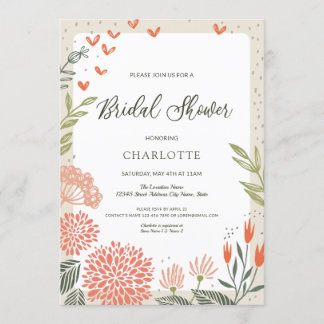 Floral Blush Pink Greenery Bridal Shower Invitation