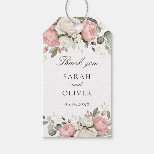 Floral Blush Pink Greenery Wedding Gift Tag (Front)