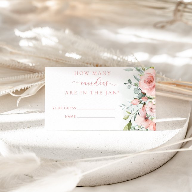 Floral blush pink guess how many candies enclosure (Creator Uploaded)