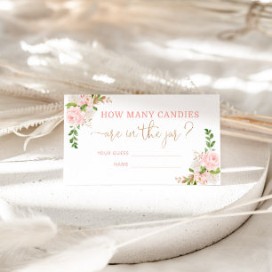 Floral blush pink guess how many candies enclosure card