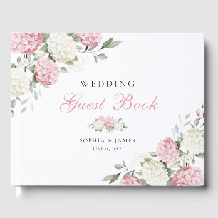 Floral Blush Pink Hydrangea Greenery Wedding Guest Book