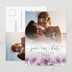 Floral Blush Pink Magnolia Save the Date Wedding   Announcement Postcard