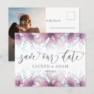Floral Blush Pink Magnolia Save the Date Wedding Announcement Postcard