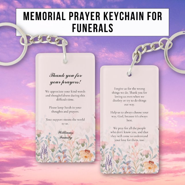 Floral Blush Pink Memorial Prayer Keychain (Creator Uploaded)