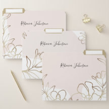 Floral Blush Pink Personalized File Folder
