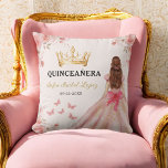 Floral Blush Pink Princess Quinceanera Throw Pillow<br><div class="desc">Add a touch of elegance to your celebration with the Floral Blush Pink Princess Quinceañera Throw Pillow. This charming pillow features a soft blush pink background adorned with delicate floral designs, perfectly complementing a princess-themed quinceañera. Ideal as event décor or a keepsake, this throw pillow adds comfort and beauty to...</div>