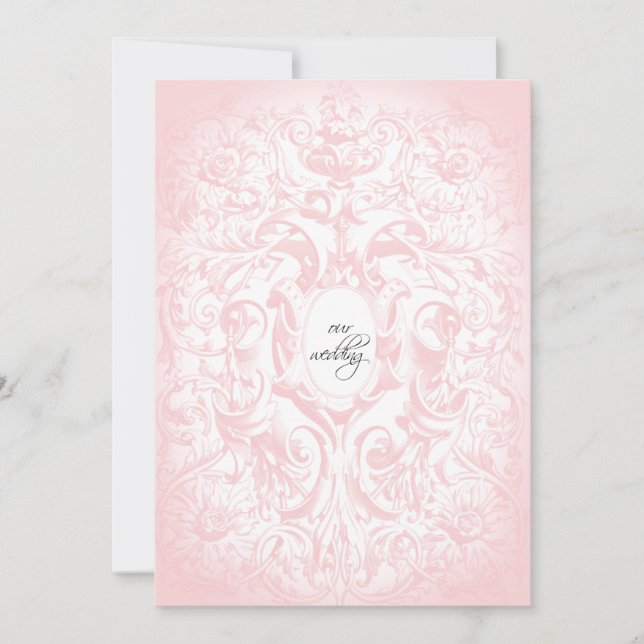 Floral Blush Pink Vintage Wedding Invitation (Front)