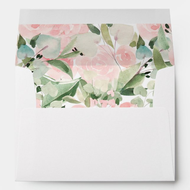 Floral Blush Pink Watercolor Party Envelope (Back (Bottom))