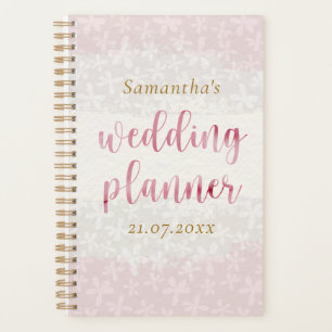 floral Blush Pink Watercolor wedding Planner