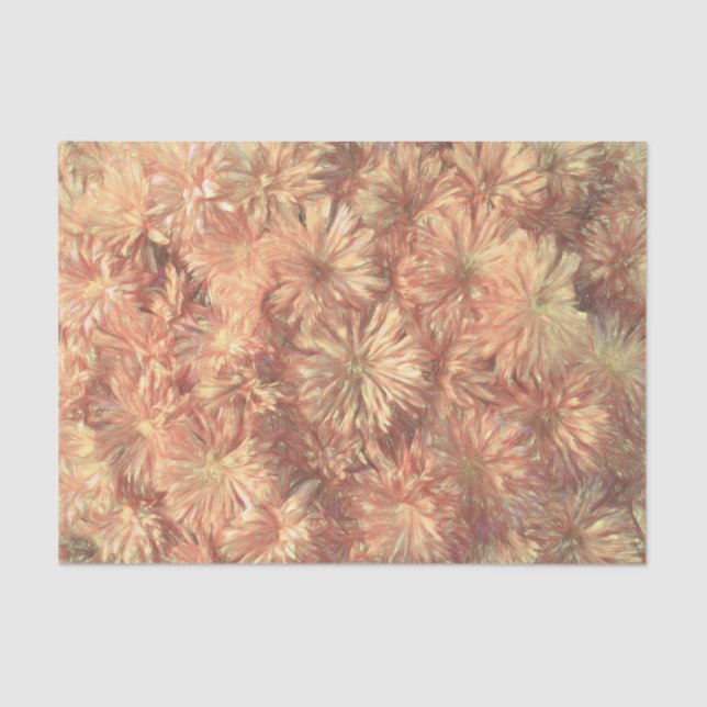 Floral Blush Pink Yellow Chrysanthemum Decoupage Tissue Paper (Front)