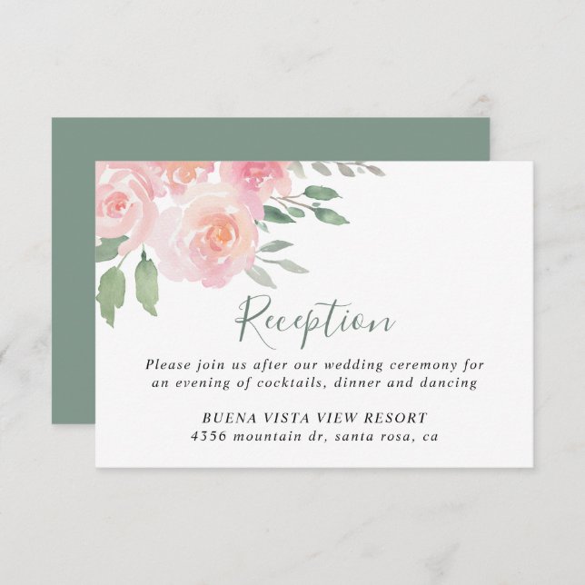 Floral Blush Reception Details Enclosure Card (Front/Back)