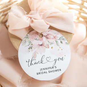 Floral blush roses bridal shower favour tag