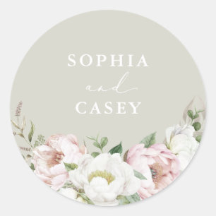 Floral Blush White Peony Greenery Envelope Seal