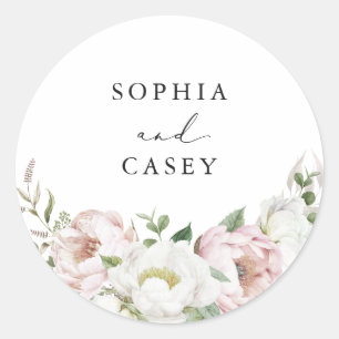 Floral Blush White Peony Greenery Envelope Seal
