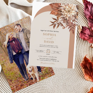 Floral Bohemian Terracotta Fall Arch Wedding Invitation
