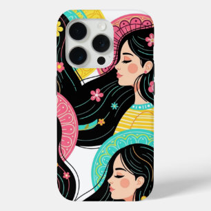 Floral Bohemian Women Illustration Art Print  iPhone 15 Pro Case