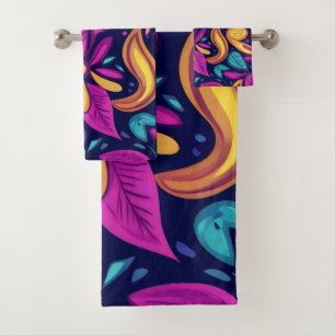 Floral Boho Abstract colourful 1 Bath Towel Set