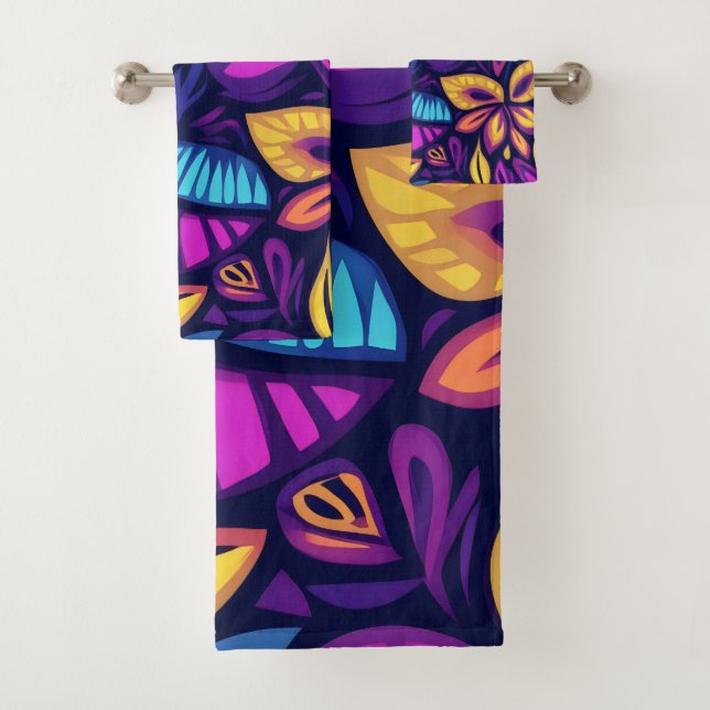 Floral Boho Abstract colourful 2 Bath Towel Set (Insitu)