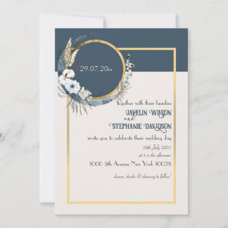 Floral Boho Blue Faire-part de mariage