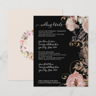 Floral Boho Blush Rose Gold Dried Wedding Details Invitation