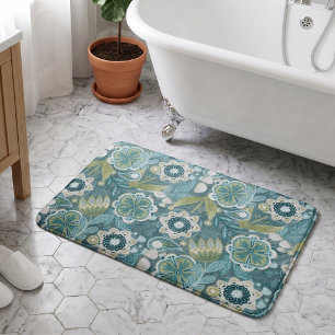 Floral Boho Botanical Pattern Bath Mat