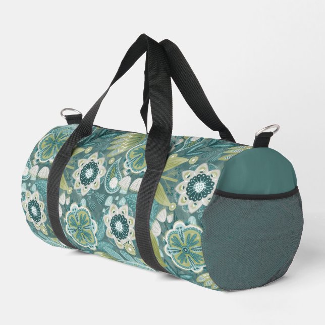 Floral Boho Botanical Pattern Duffle Bag (Right Corner)