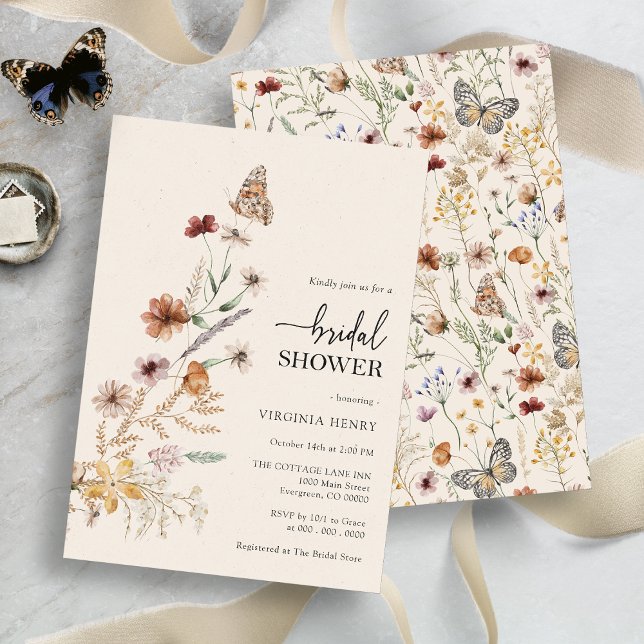 Floral Boho Bridal Shower Invitation (Rustic Wildflower Floral Boho Bridal Shower Invitation by Painted Paperie
)