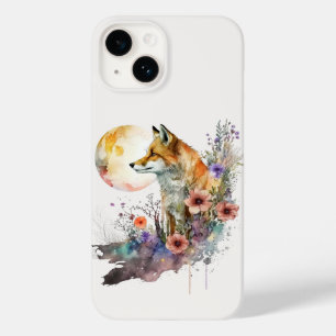 Floral Boho Chic Aesthetic Fox Watercolor Artwork Case-Mate iPhone 14 Case