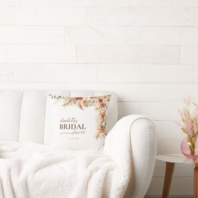 Floral Boho chic Wedding & Bridal Shower Gift Throw Pillow (Couch)