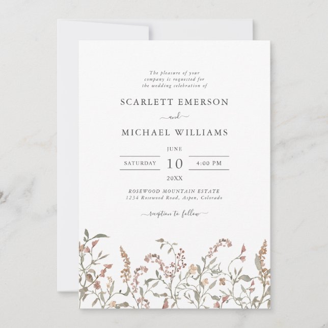 Floral Boho Chic Wedding Invitation (Front)