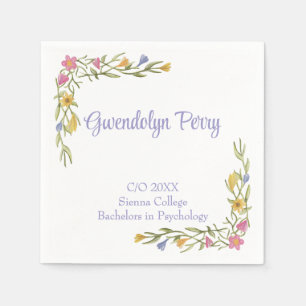 Floral Boho College Graduation Party Invitation Napkin