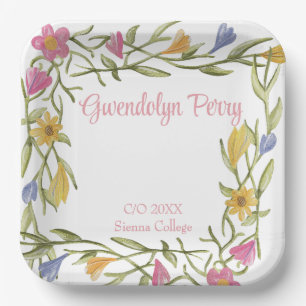 Floral Boho College Graduation Party Paper Plate
