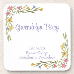 Floral Boho College Graduation Party Plastic Coaster