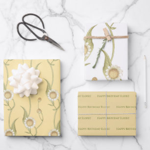 Floral Boho Daisy Chain Personalize Wrapping Paper