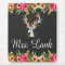 Floral Boho Deer Monogram Name Mouse Pad