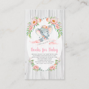 Floral Boho Elephant Baby Shower Bring a Book Enclosure Card