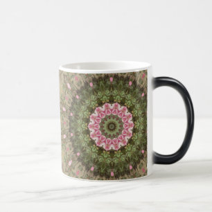 Floral Boho Ethnic Kaleidoscope, Pink Green Brown Magic Mug