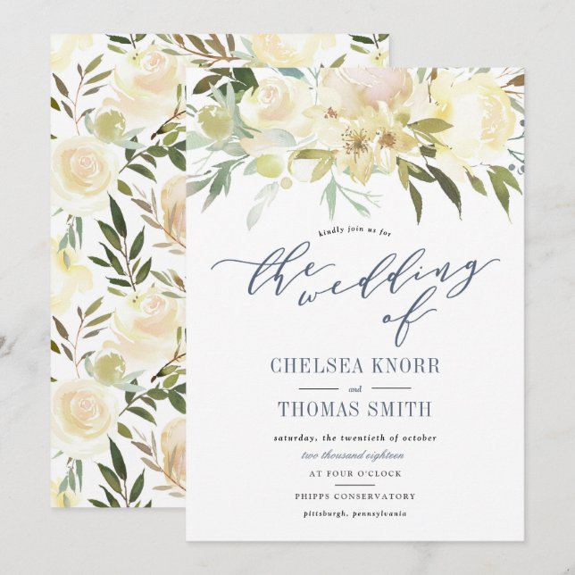 Floral Boho Faire-part de mariage (Devant / Derrière)