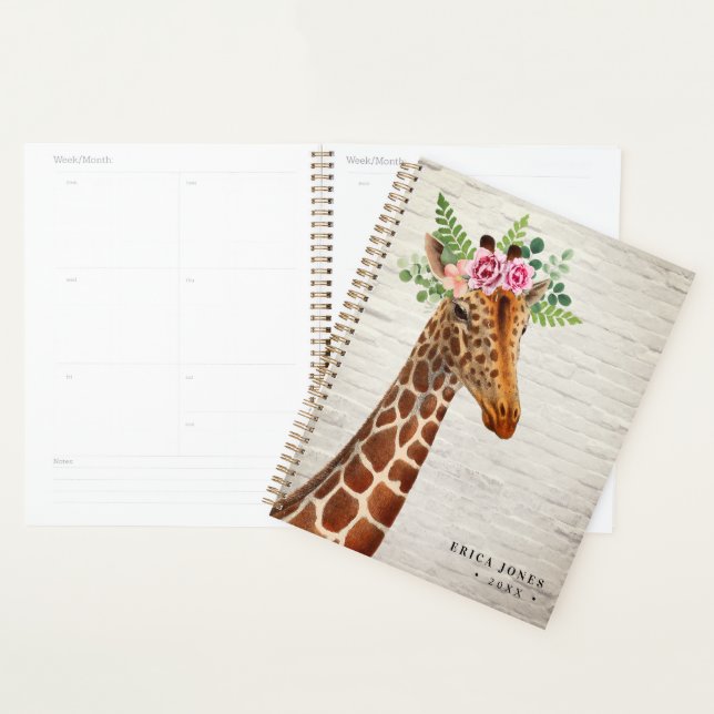 Floral Boho Giraffe White Brick Planner (Display)