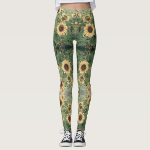Floral Boho Hippie Sunflower Leggings