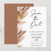 Floral Boho Pampas Mariage Enregistrer La Carte Da