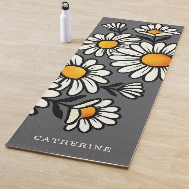 Floral Boho Pattern Custom Name Yoga Mat (In Situ)