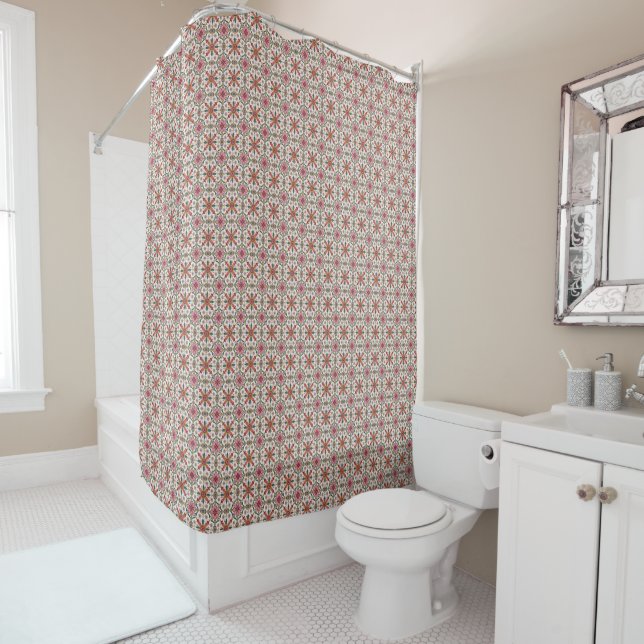 Floral Boho Pattern in Red, Pink & Teal (In Situ)