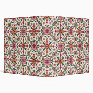 Floral Boho Pattern in Red, Pink & Teal Binder