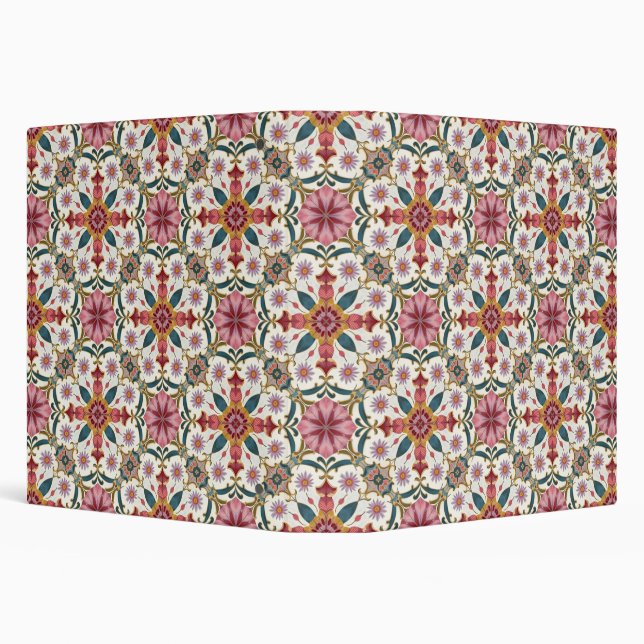 Floral Boho Pattern in Red, Pink & Teal Binder (Background)