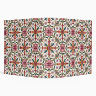 Floral Boho Pattern in Red, Pink & Teal Binder