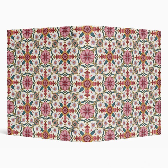 Floral Boho Pattern in Red, Pink & Teal Binder (Background)